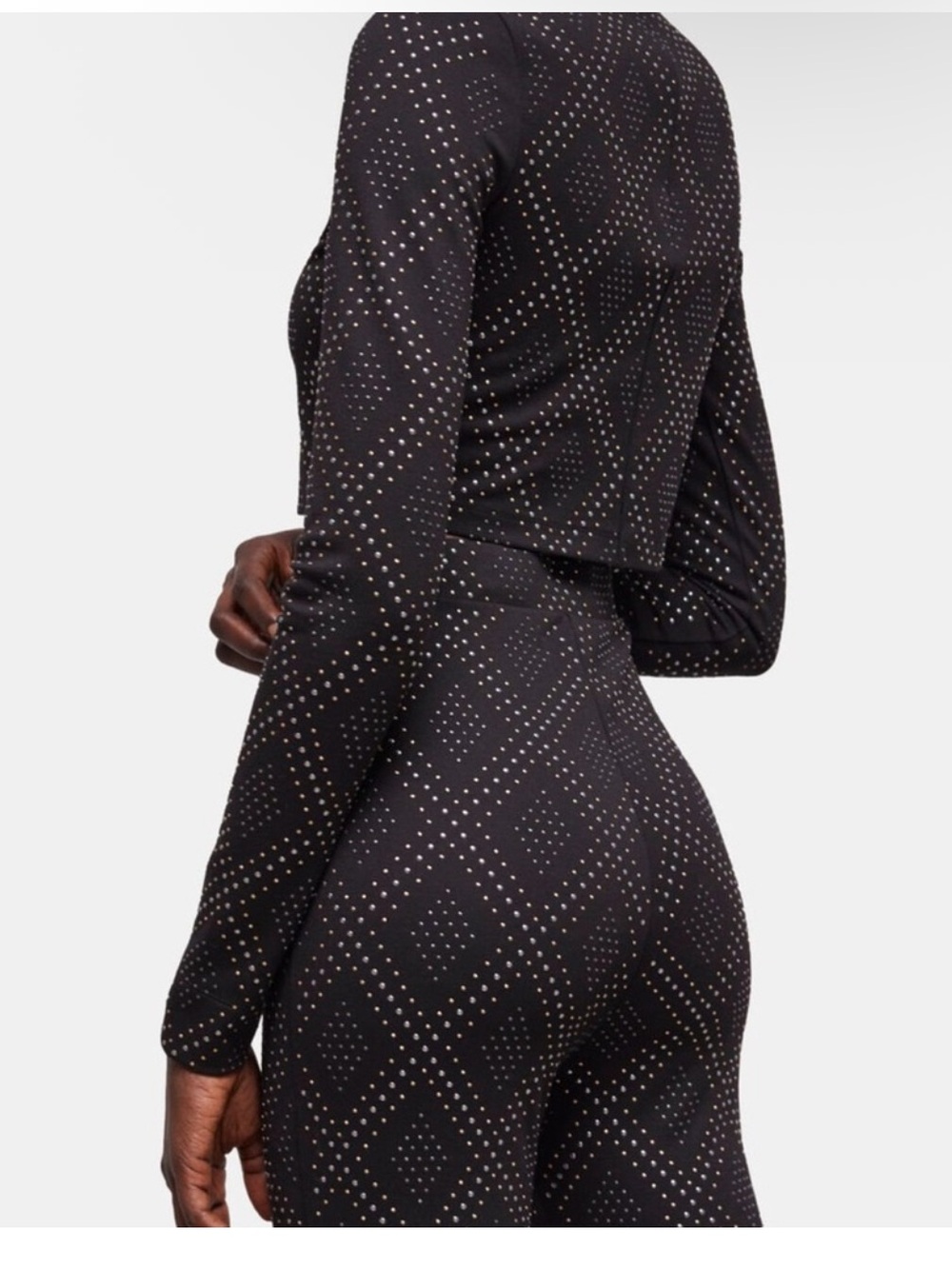 The Kooples Black Long-Sleeve Sparkly Studded Top and Pant Set